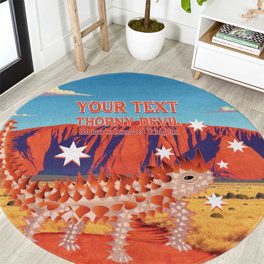 Personalised Australia Thorny Devil Round Carpet Nature's Armored Knights - Aussie Uluru