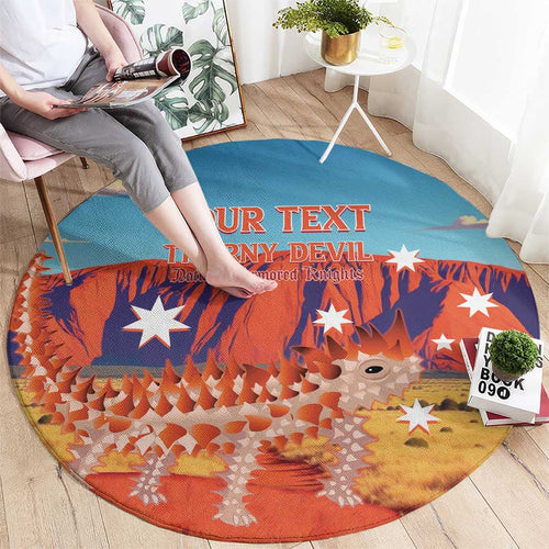 Personalised Australia Thorny Devil Round Carpet Nature's Armored Knights - Aussie Uluru