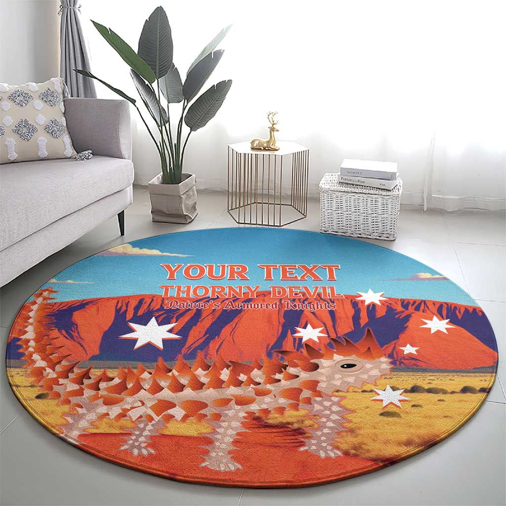 Personalised Australia Thorny Devil Round Carpet Nature's Armored Knights - Aussie Uluru