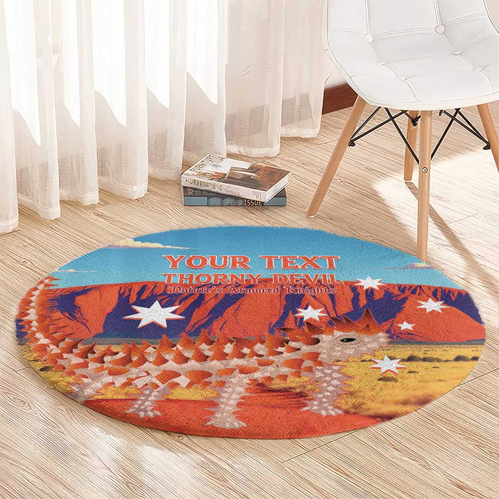 Personalised Australia Thorny Devil Round Carpet Nature's Armored Knights - Aussie Uluru