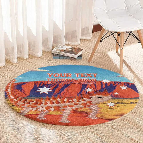 Personalised Australia Thorny Devil Round Carpet Nature's Armored Knights - Aussie Uluru