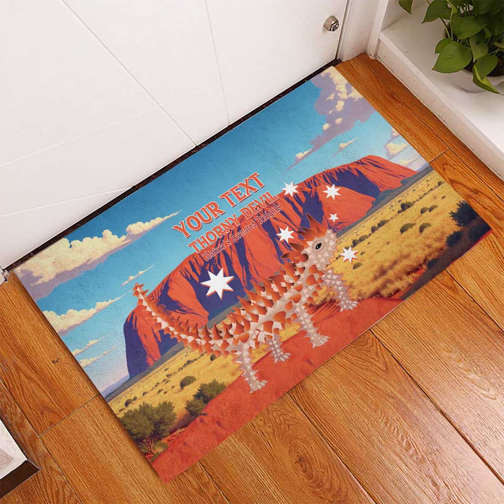 Personalised Australia Thorny Devil Rubber Doormat Nature's Armored Knights - Aussie Uluru