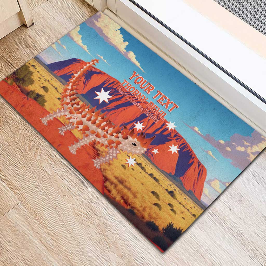 Personalised Australia Thorny Devil Rubber Doormat Nature's Armored Knights - Aussie Uluru