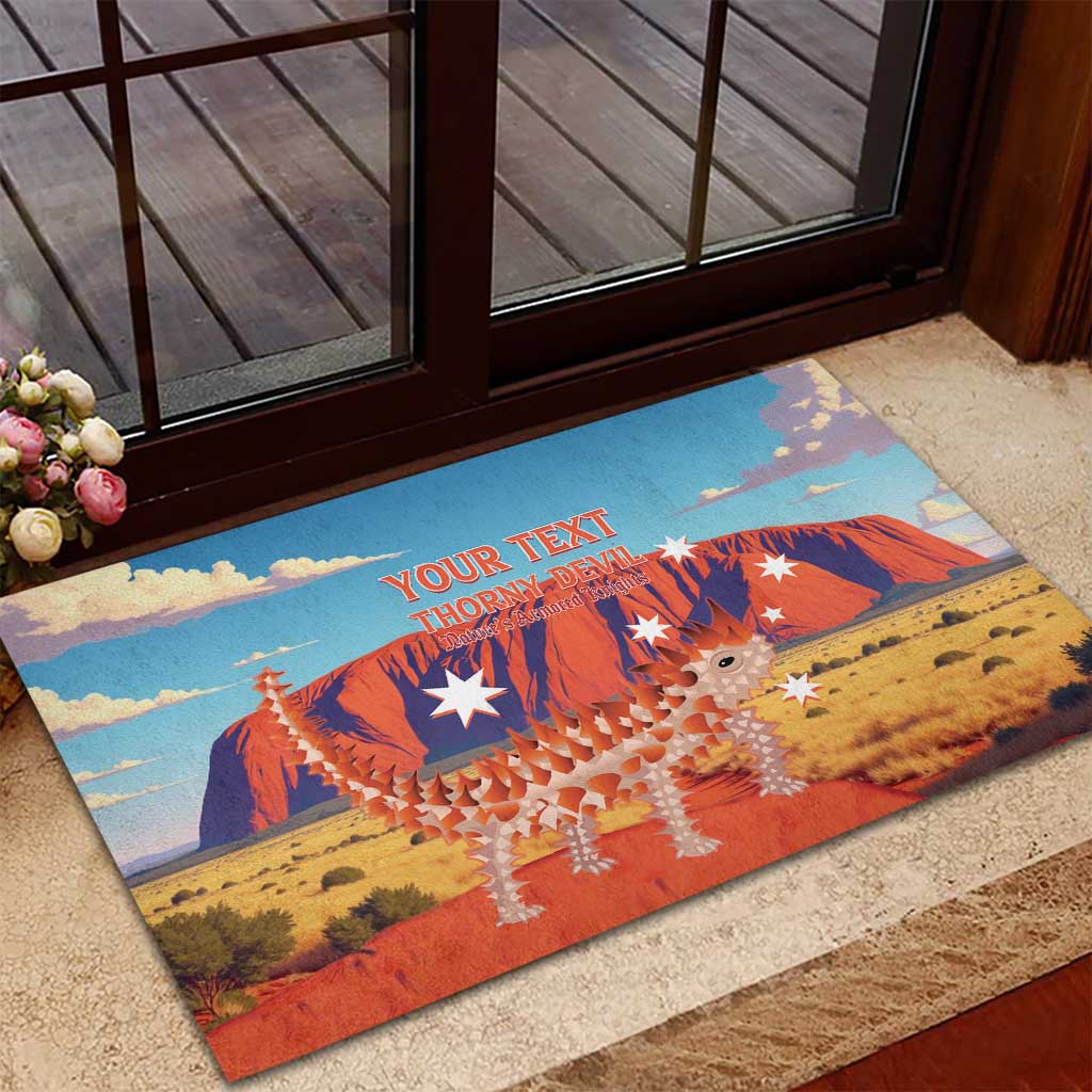 Personalised Australia Thorny Devil Rubber Doormat Nature's Armored Knights - Aussie Uluru
