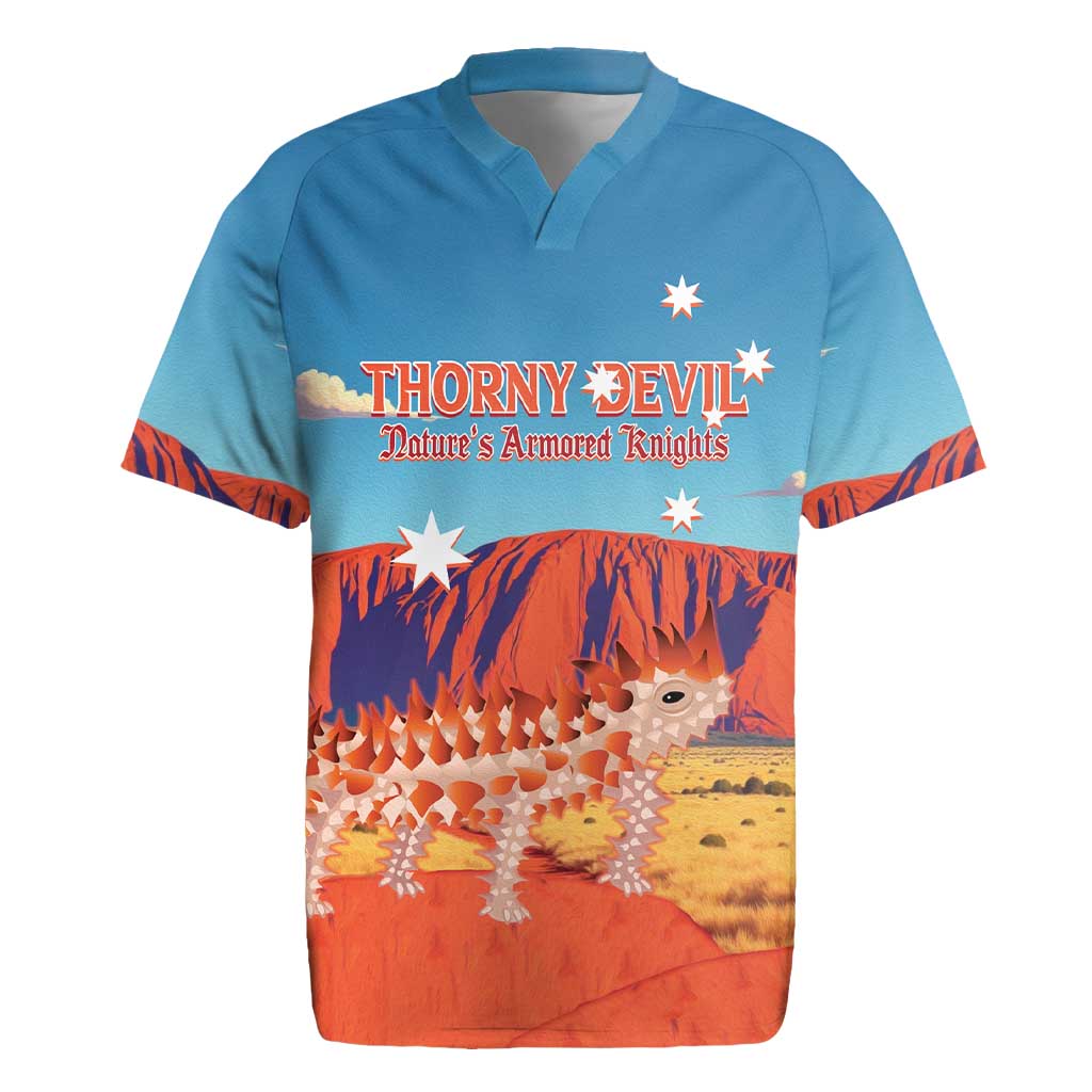 Personalised Australia Thorny Devil Rugby Jersey Nature's Armored Knights - Aussie Uluru