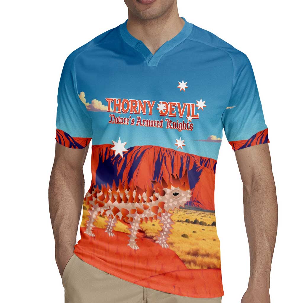 Personalised Australia Thorny Devil Rugby Jersey Nature's Armored Knights - Aussie Uluru