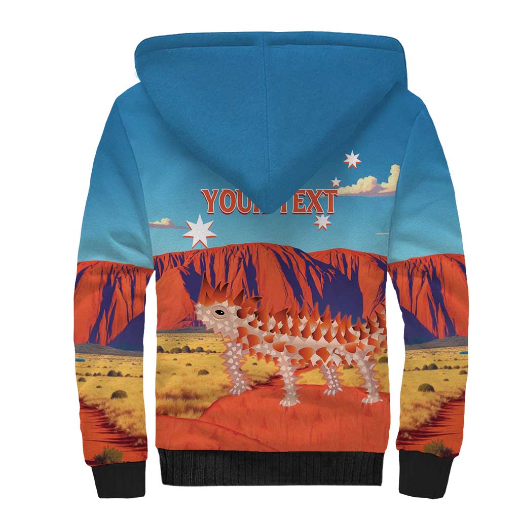 Personalised Australia Thorny Devil Sherpa Hoodie Nature's Armored Knights - Aussie Uluru
