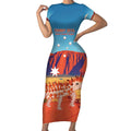 Personalised Australia Thorny Devil Short Sleeve Bodycon Dress Nature's Armored Knights - Aussie Uluru