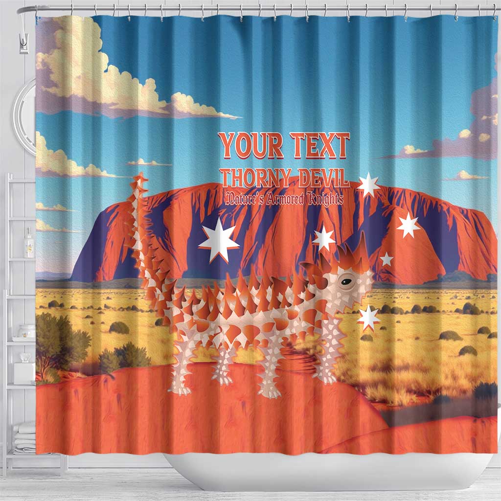 Personalised Australia Thorny Devil Shower Curtain Nature's Armored Knights - Aussie Uluru