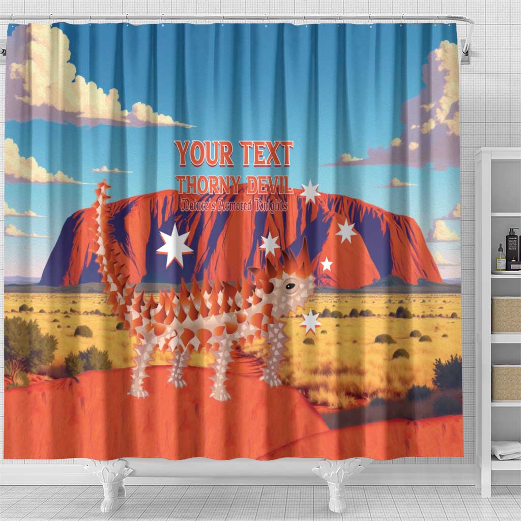 Personalised Australia Thorny Devil Shower Curtain Nature's Armored Knights - Aussie Uluru