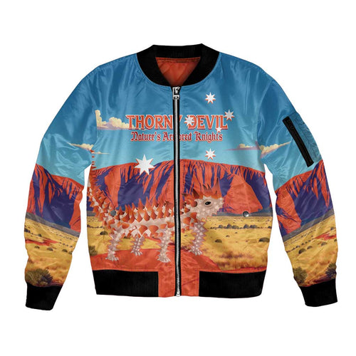 Personalised Australia Thorny Devil Sleeve Zip Bomber Jacket Nature's Armored Knights - Aussie Uluru
