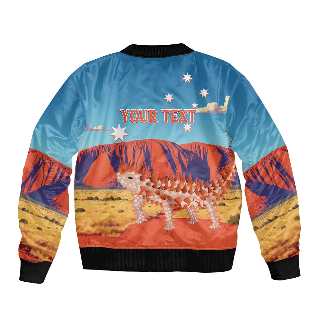 Personalised Australia Thorny Devil Sleeve Zip Bomber Jacket Nature's Armored Knights - Aussie Uluru