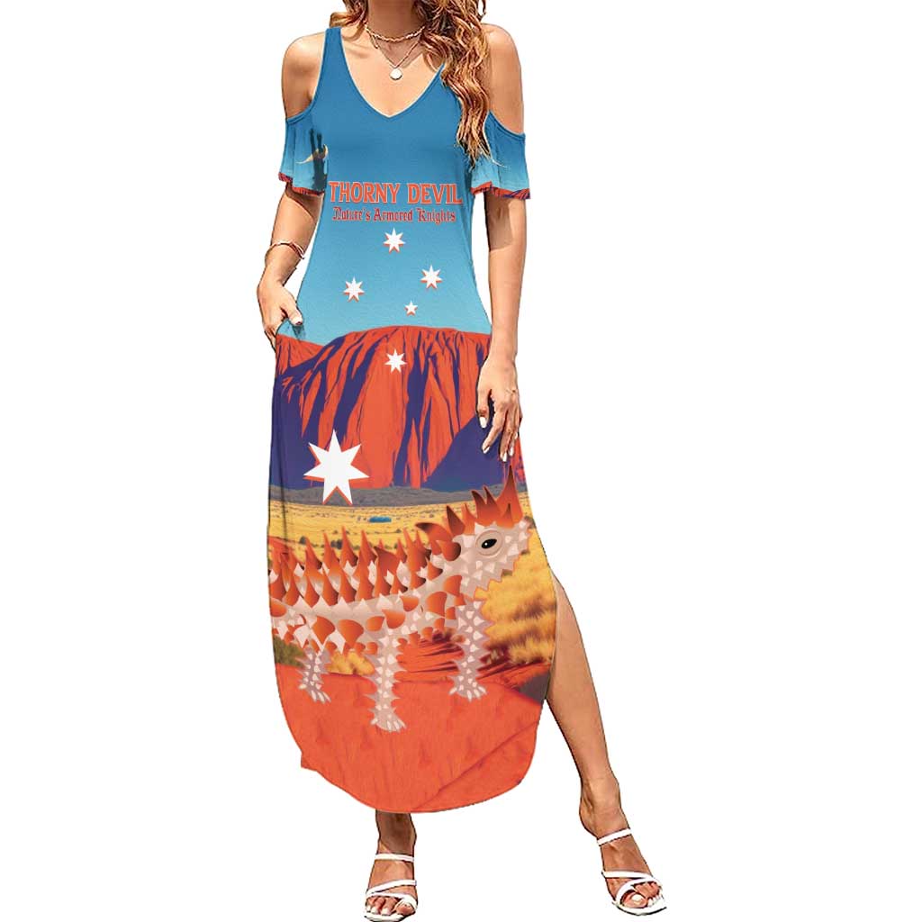 Personalised Australia Thorny Devil Summer Maxi Dress Nature's Armored Knights - Aussie Uluru