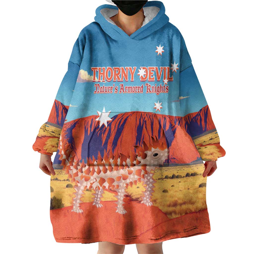 Personalised Australia Thorny Devil Wearable Blanket Hoodie Nature's Armored Knights - Aussie Uluru