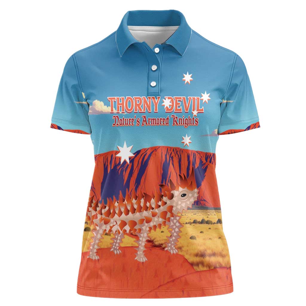 Personalised Australia Thorny Devil Women Polo Shirt Nature's Armored Knights - Aussie Uluru