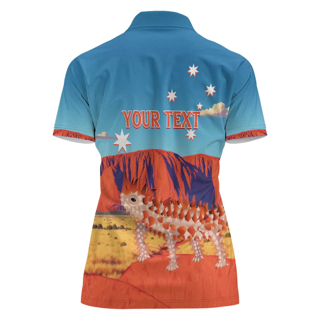 Personalised Australia Thorny Devil Women Polo Shirt Nature's Armored Knights - Aussie Uluru