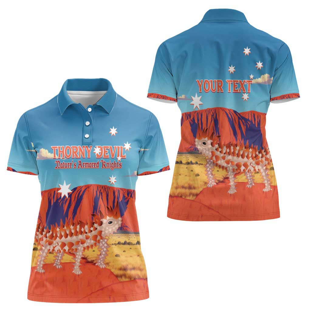 Personalised Australia Thorny Devil Women Polo Shirt Nature's Armored Knights - Aussie Uluru