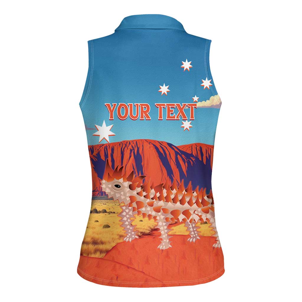 Personalised Australia Thorny Devil Women Sleeveless Polo Shirt Nature's Armored Knights - Aussie Uluru