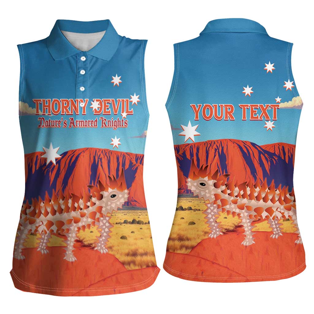 Personalised Australia Thorny Devil Women Sleeveless Polo Shirt Nature's Armored Knights - Aussie Uluru