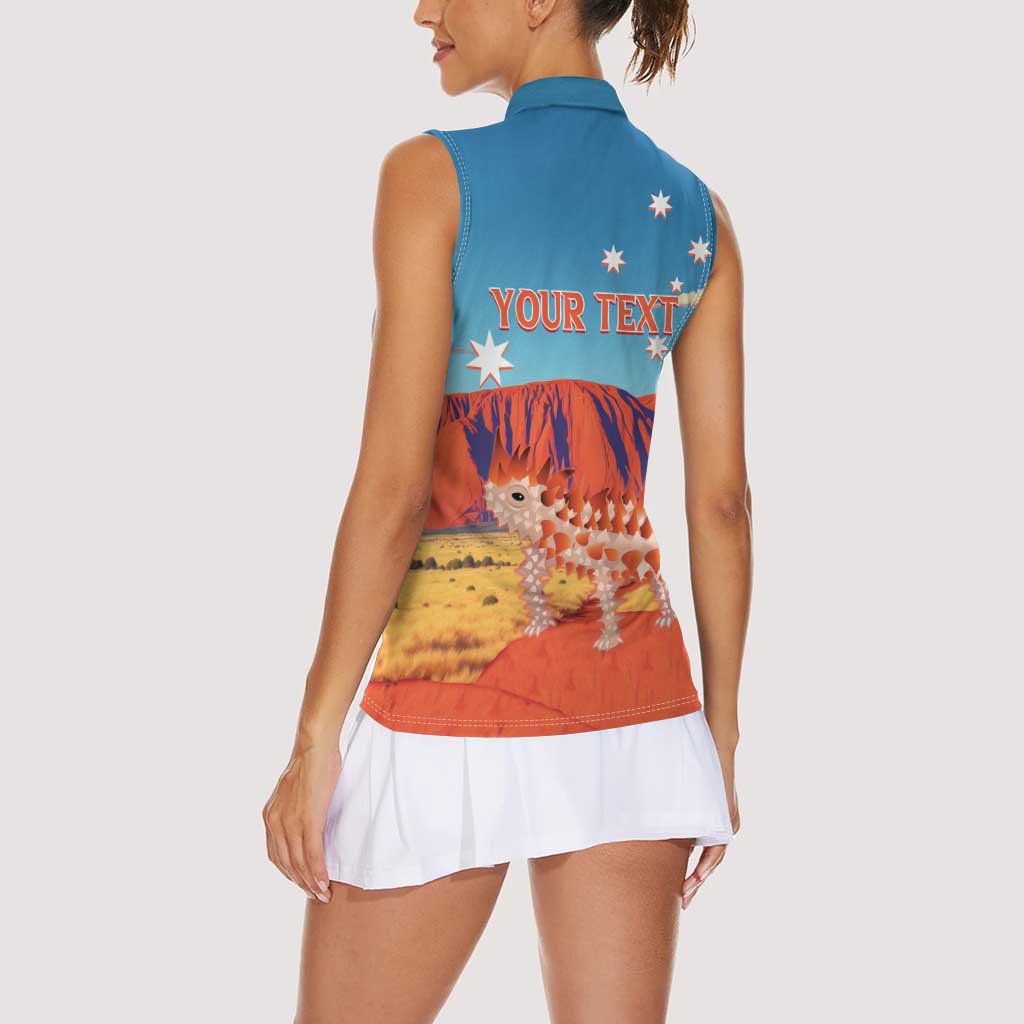 Personalised Australia Thorny Devil Women Sleeveless Polo Shirt Nature's Armored Knights - Aussie Uluru