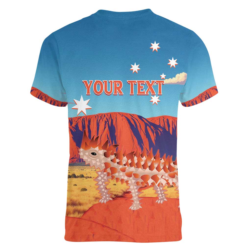 Personalised Australia Thorny Devil Women V-Neck T-Shirt Nature's Armored Knights - Aussie Uluru