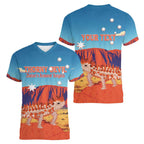 Personalised Australia Thorny Devil Women V-Neck T-Shirt Nature's Armored Knights - Aussie Uluru