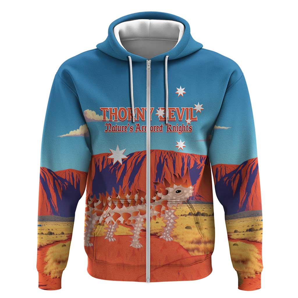 Personalised Australia Thorny Devil Zip Hoodie Nature's Armored Knights - Aussie Uluru