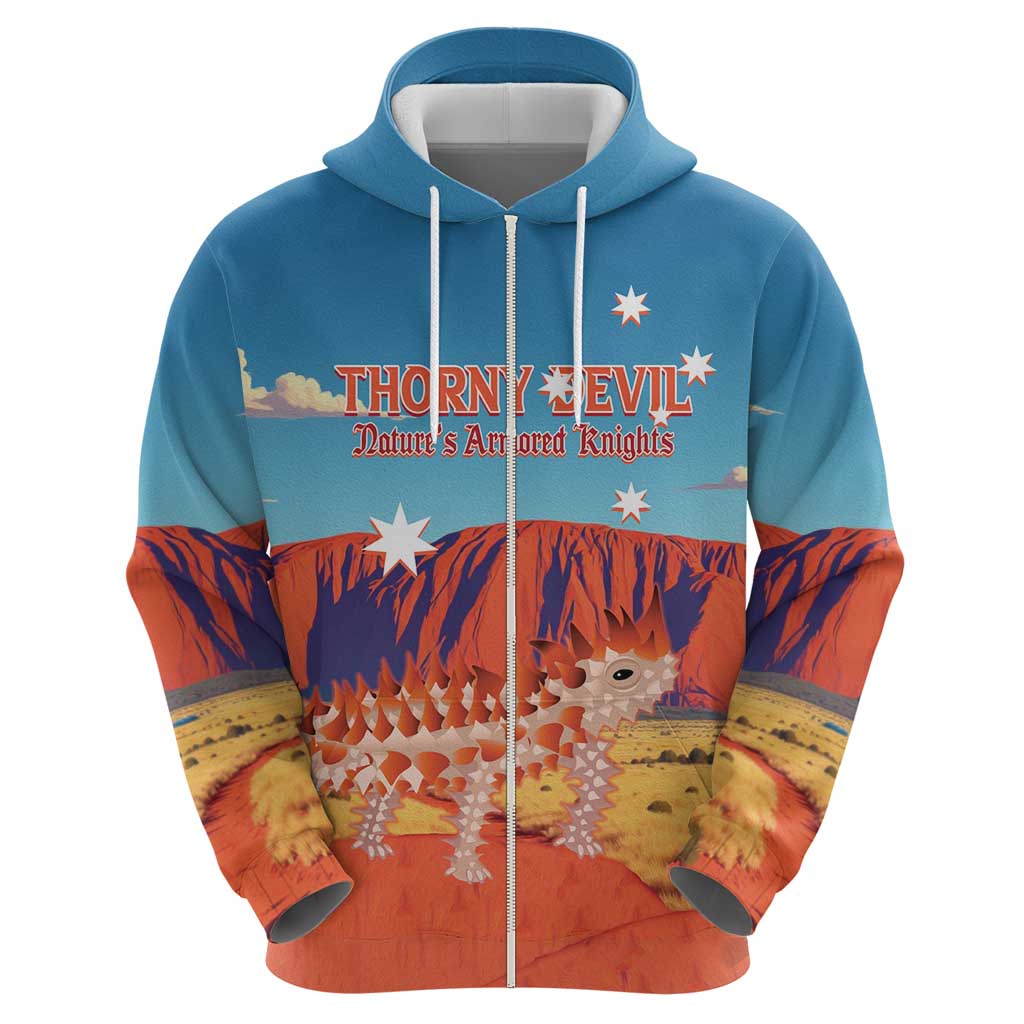 Personalised Australia Thorny Devil Zip Hoodie Nature's Armored Knights - Aussie Uluru