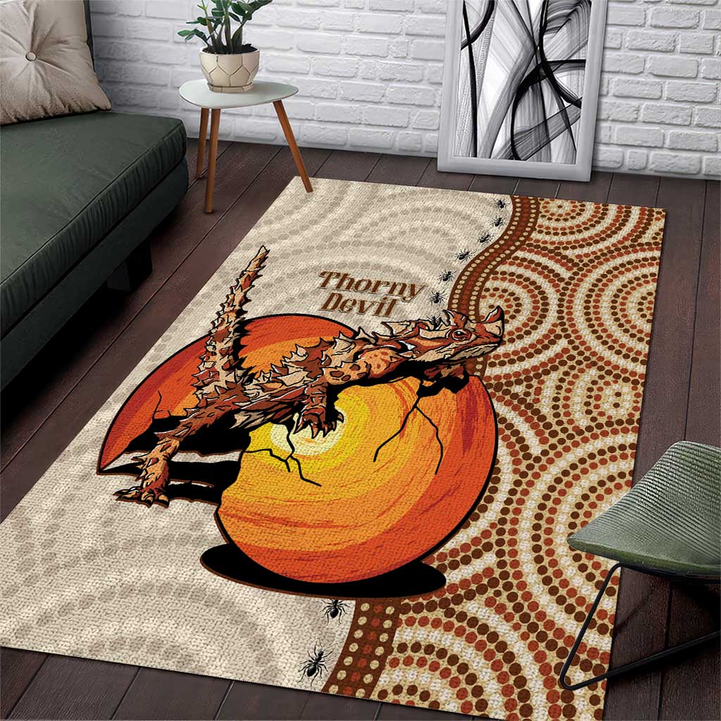 Thorny Devil Australia Area Rug Baby Moloch Horridus With Ants - Aboriginal Art