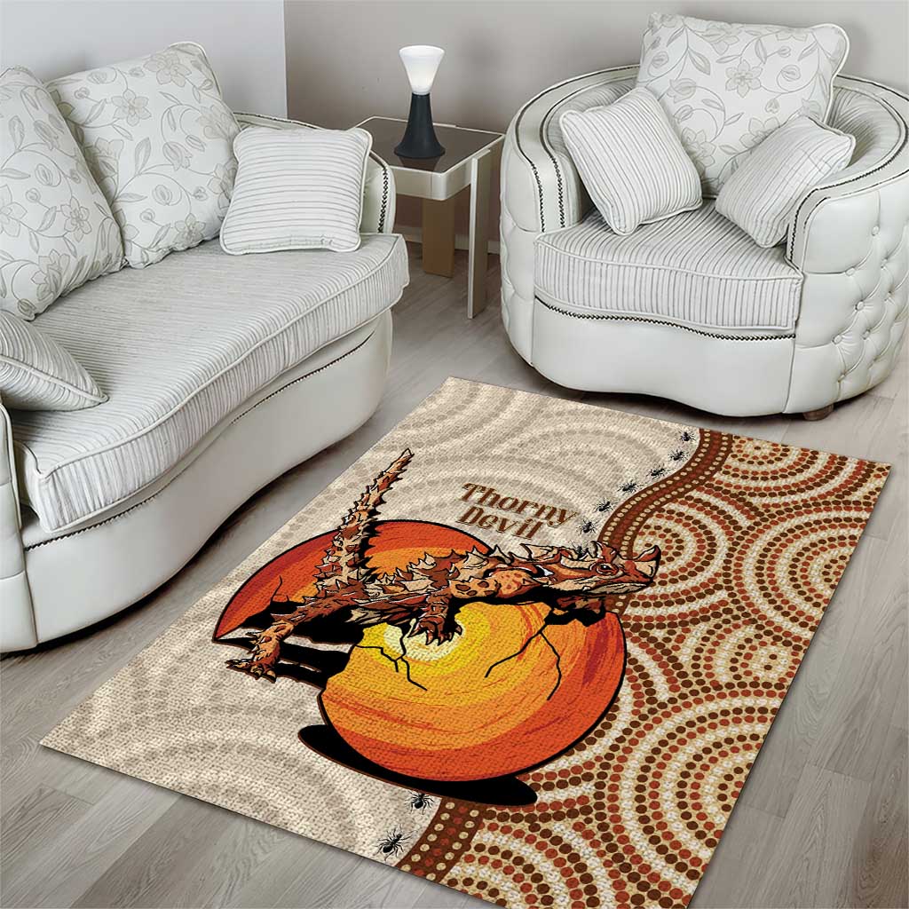 Thorny Devil Australia Area Rug Baby Moloch Horridus With Ants - Aboriginal Art