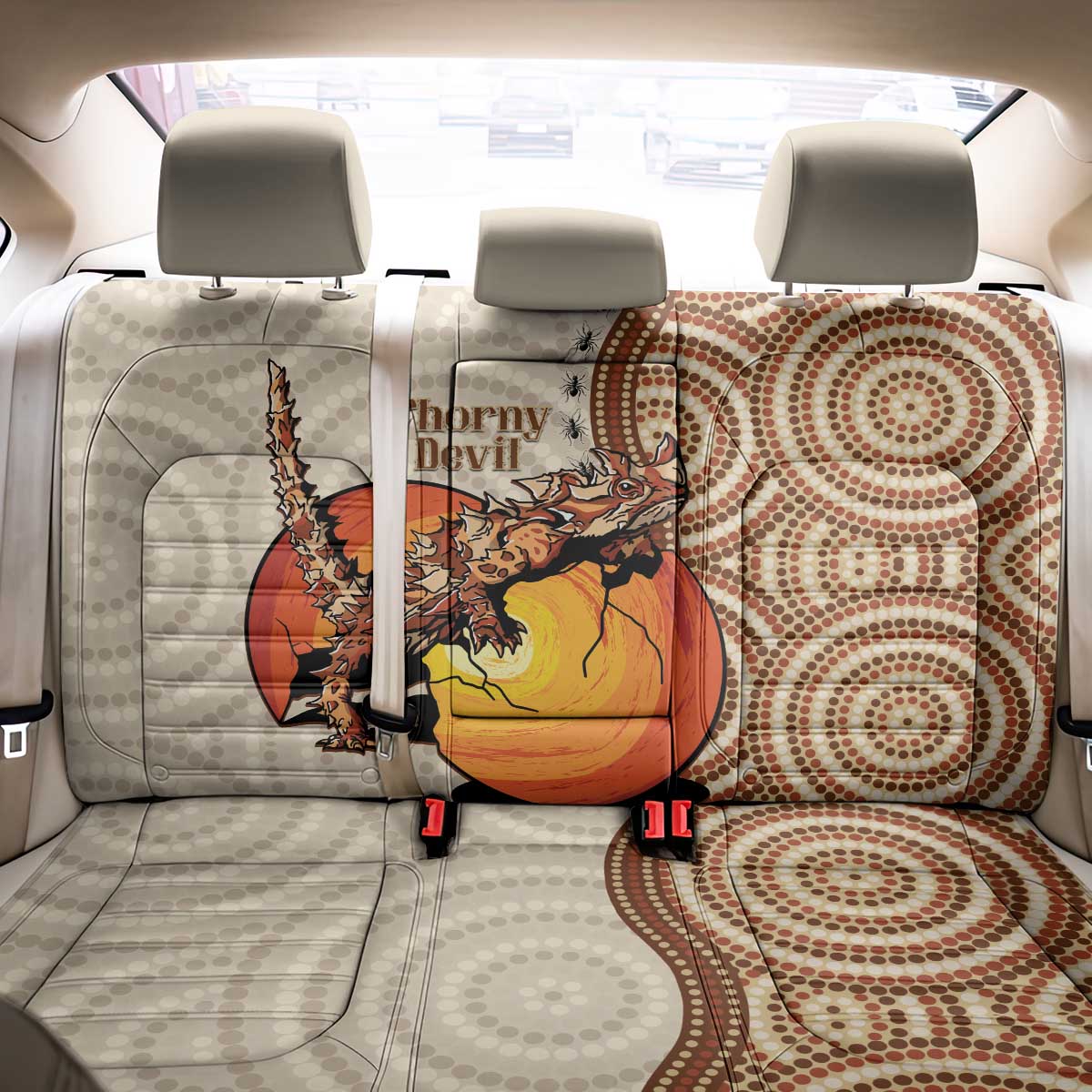 Thorny Devil Australia Back Car Seat Cover Baby Moloch Horridus With Ants - Aboriginal Art