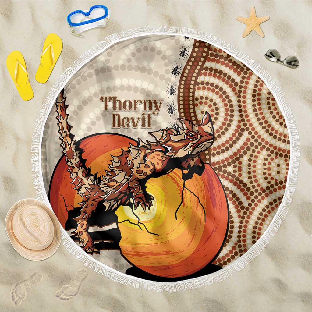 Thorny Devil Australia Beach Blanket Baby Moloch Horridus With Ants - Aboriginal Art