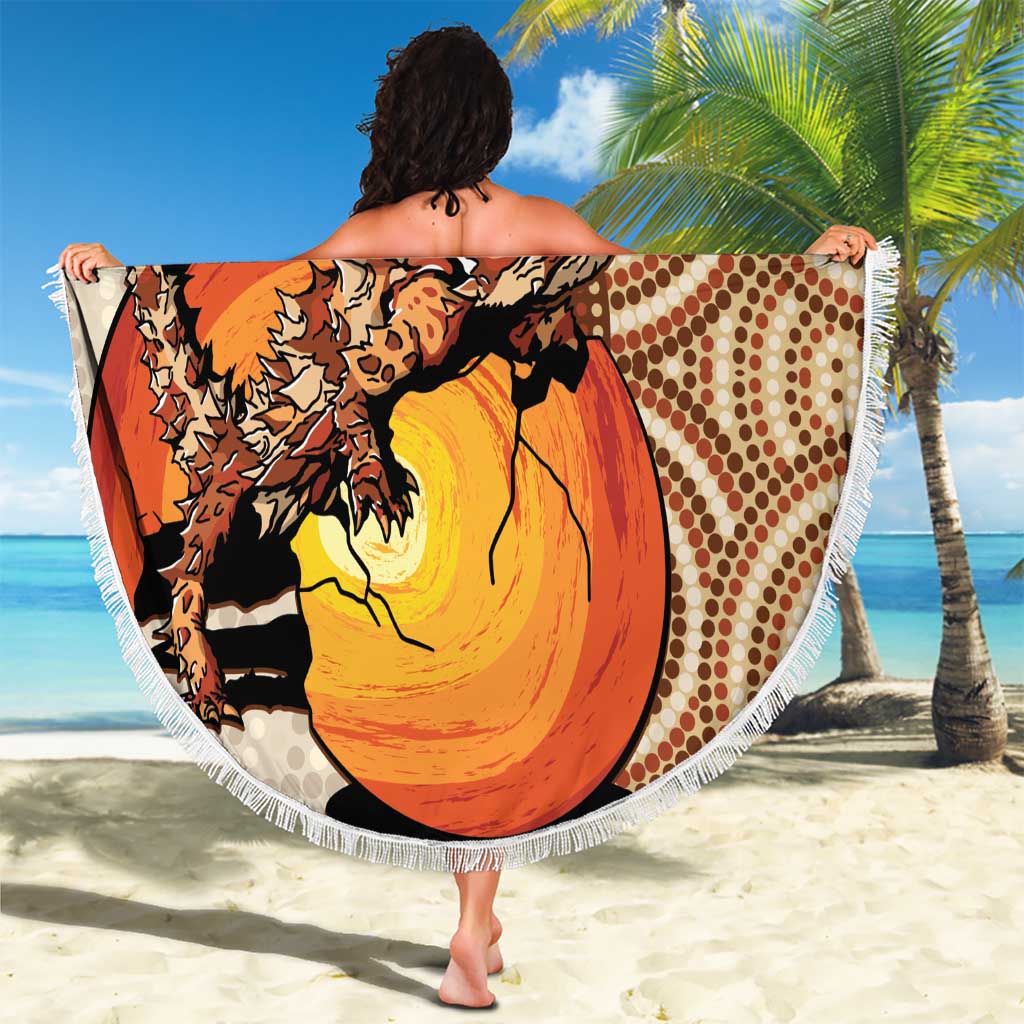 Thorny Devil Australia Beach Blanket Baby Moloch Horridus With Ants - Aboriginal Art