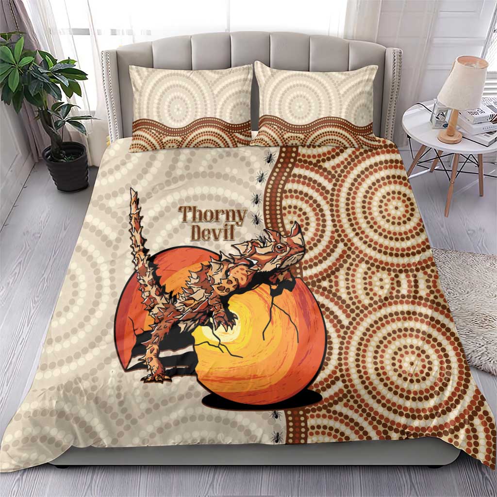 Thorny Devil Australia Bedding Set Baby Moloch Horridus With Ants - Aboriginal Art