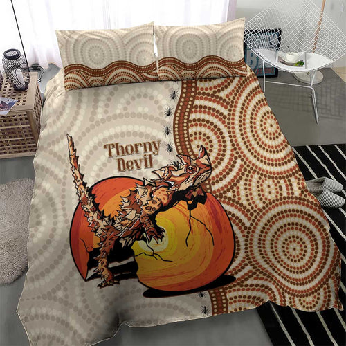 Thorny Devil Australia Bedding Set Baby Moloch Horridus With Ants - Aboriginal Art