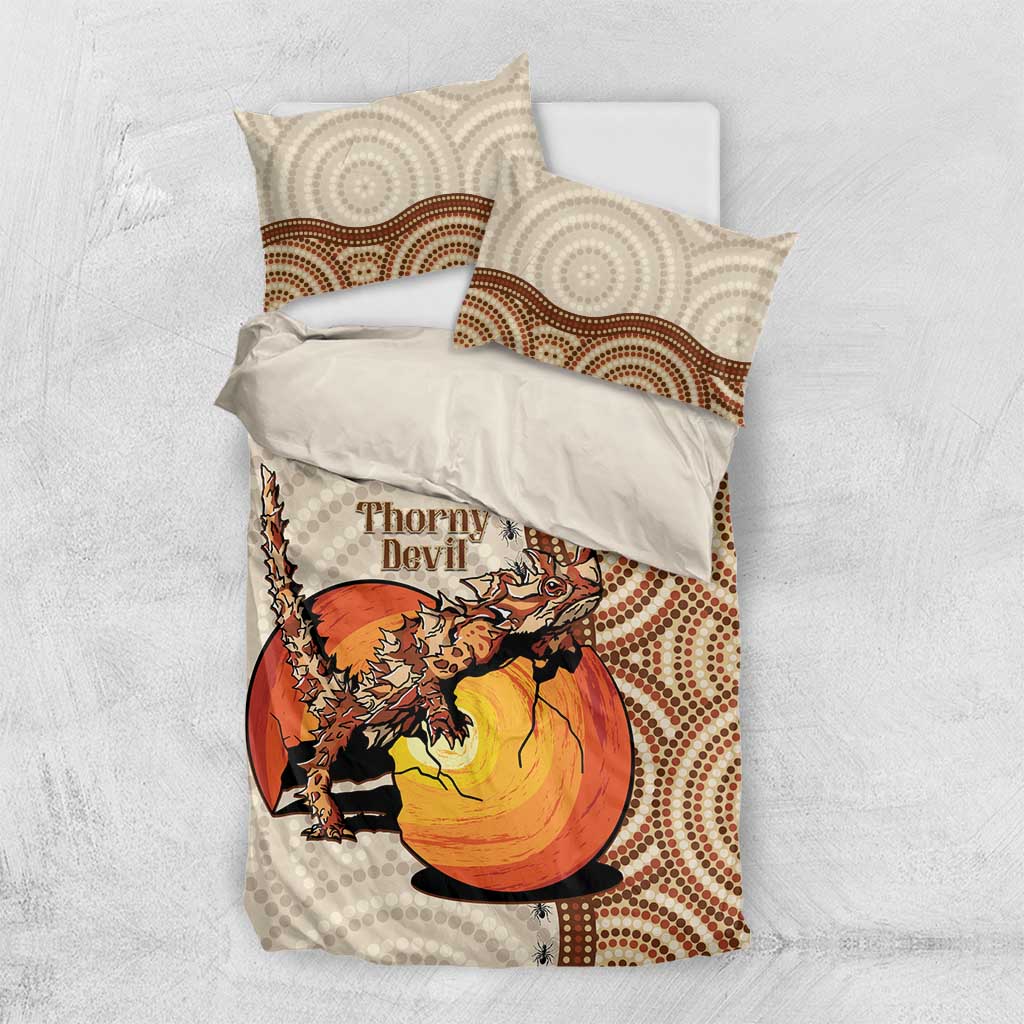 Thorny Devil Australia Bedding Set Baby Moloch Horridus With Ants - Aboriginal Art