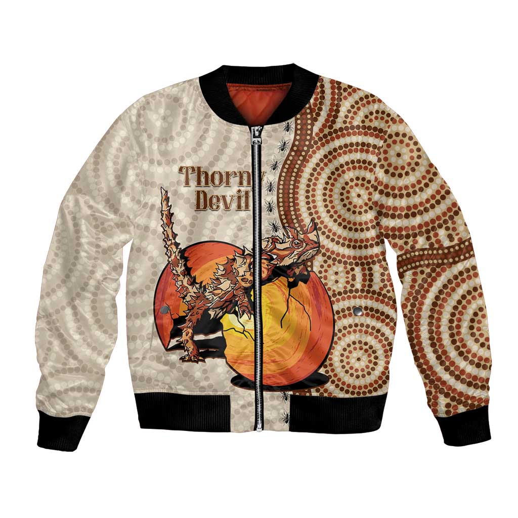 Thorny Devil Australia Bomber Jacket Baby Moloch Horridus With Ants - Aboriginal Art