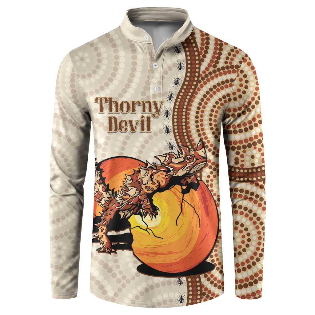 Thorny Devil Australia Button Sweatshirt Baby Moloch Horridus With Ants - Aboriginal Art