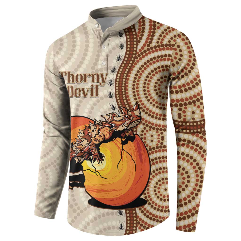 Thorny Devil Australia Button Sweatshirt Baby Moloch Horridus With Ants - Aboriginal Art
