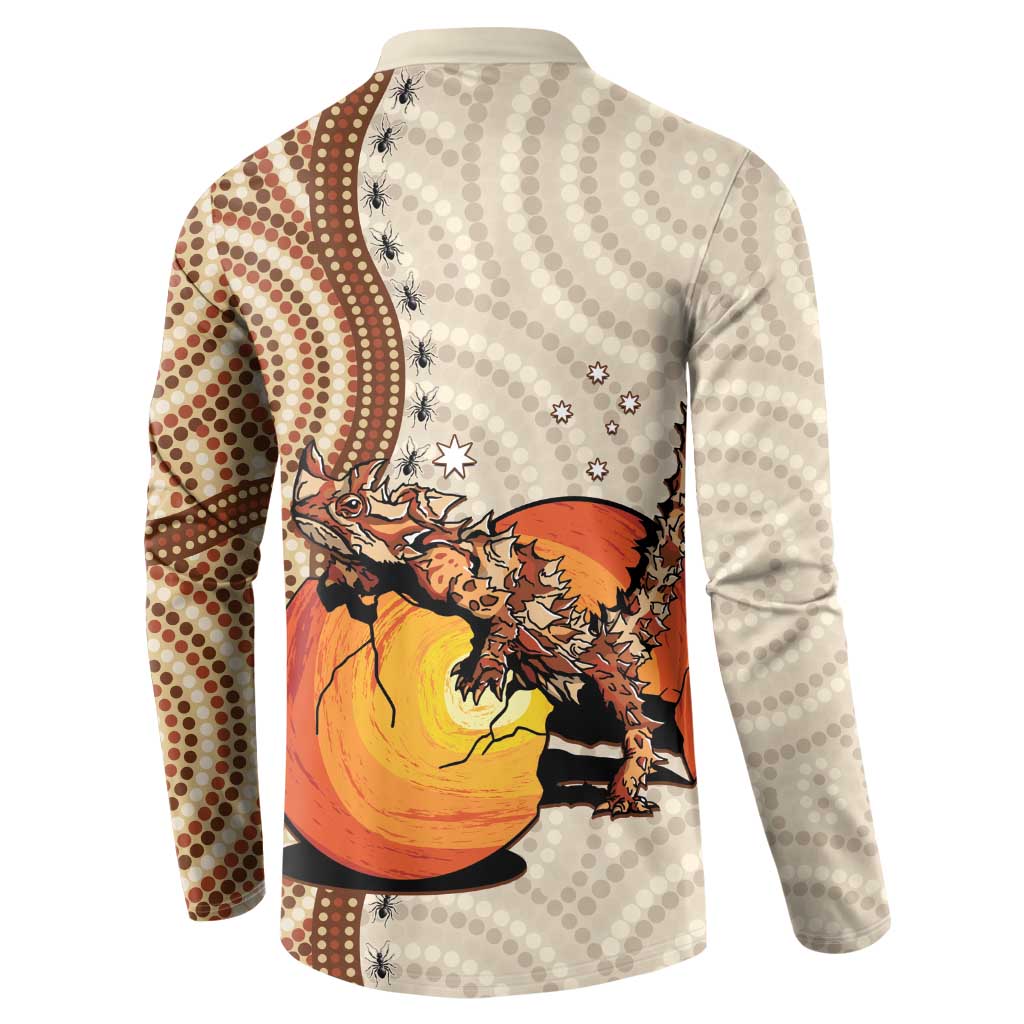 Thorny Devil Australia Button Sweatshirt Baby Moloch Horridus With Ants - Aboriginal Art