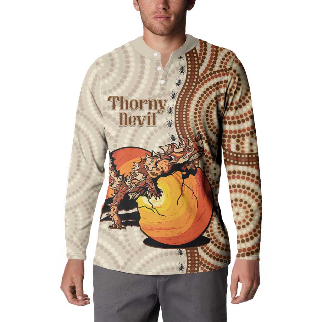 Thorny Devil Australia Button Sweatshirt Baby Moloch Horridus With Ants - Aboriginal Art
