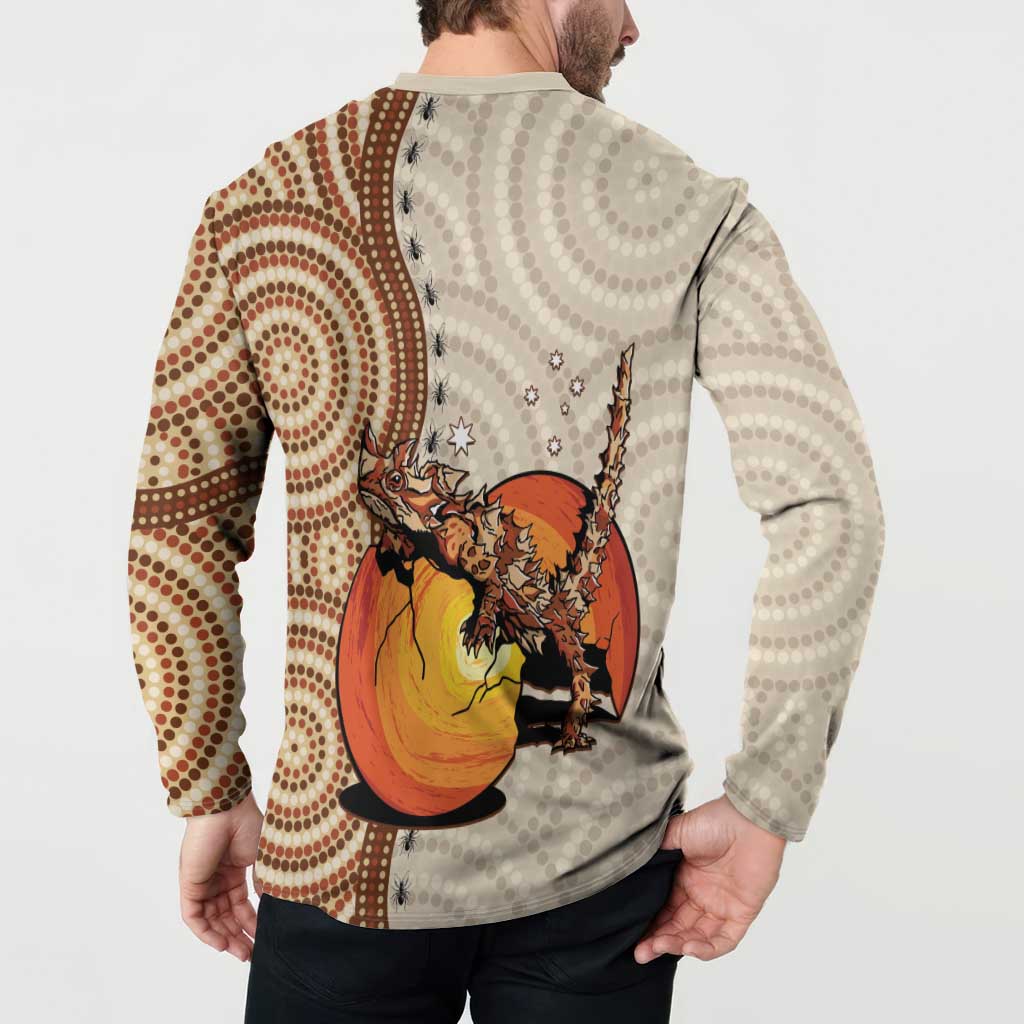 Thorny Devil Australia Button Sweatshirt Baby Moloch Horridus With Ants - Aboriginal Art