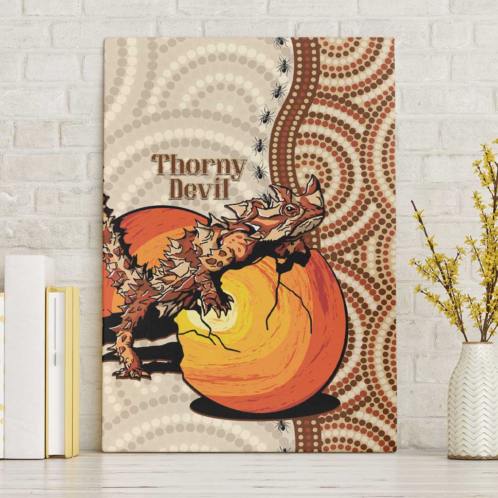 Thorny Devil Australia Canvas Wall Art Baby Moloch Horridus With Ants - Aboriginal Art