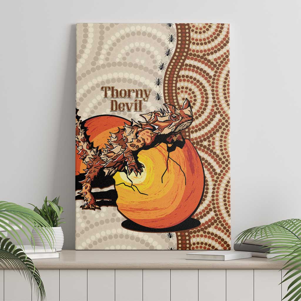 Thorny Devil Australia Canvas Wall Art Baby Moloch Horridus With Ants - Aboriginal Art