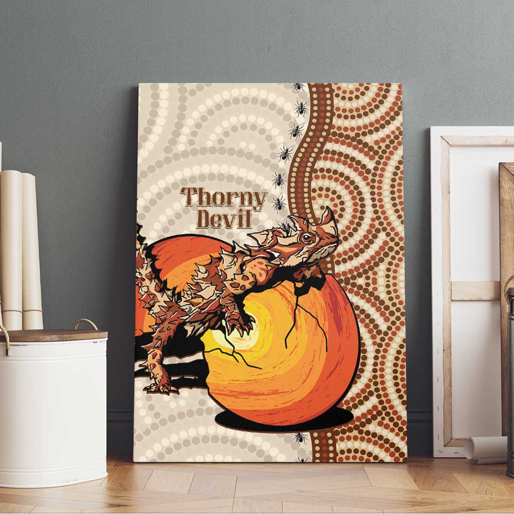 Thorny Devil Australia Canvas Wall Art Baby Moloch Horridus With Ants - Aboriginal Art