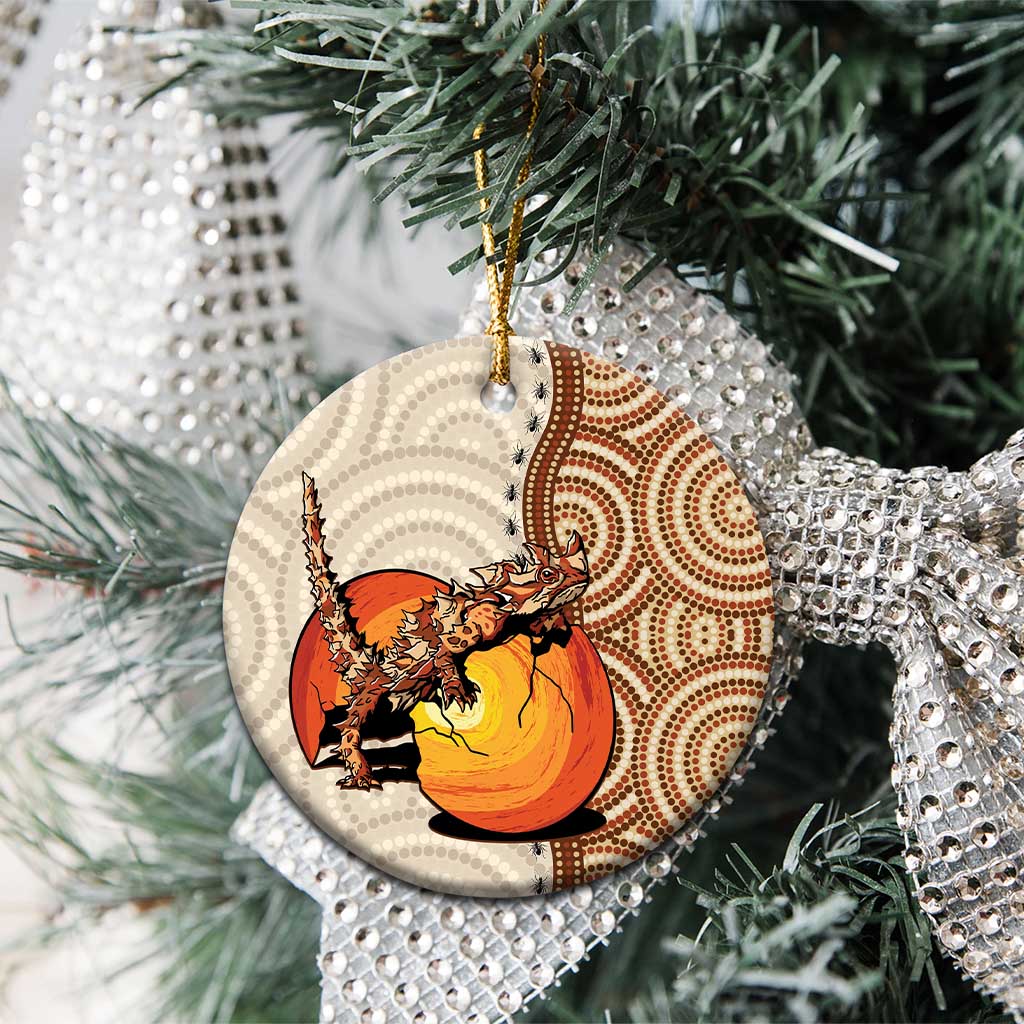 Thorny Devil Australia Ceramic Ornament Baby Moloch Horridus With Ants - Aboriginal Art