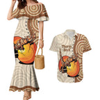 Thorny Devil Australia Couples Matching Mermaid Dress and Hawaiian Shirt Baby Moloch Horridus With Ants - Aboriginal Art