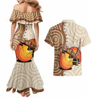 Thorny Devil Australia Couples Matching Mermaid Dress and Hawaiian Shirt Baby Moloch Horridus With Ants - Aboriginal Art