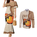 Thorny Devil Australia Couples Matching Mermaid Dress and Long Sleeve Button Shirt Baby Moloch Horridus With Ants - Aboriginal Art