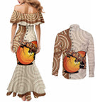 Thorny Devil Australia Couples Matching Mermaid Dress and Long Sleeve Button Shirt Baby Moloch Horridus With Ants - Aboriginal Art
